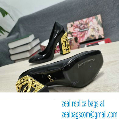Dolce  &  Gabbana Logo Heel 10.5cm Patent leather Pumps Black 2022